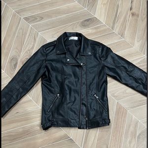 Black, slim fit leather jacket